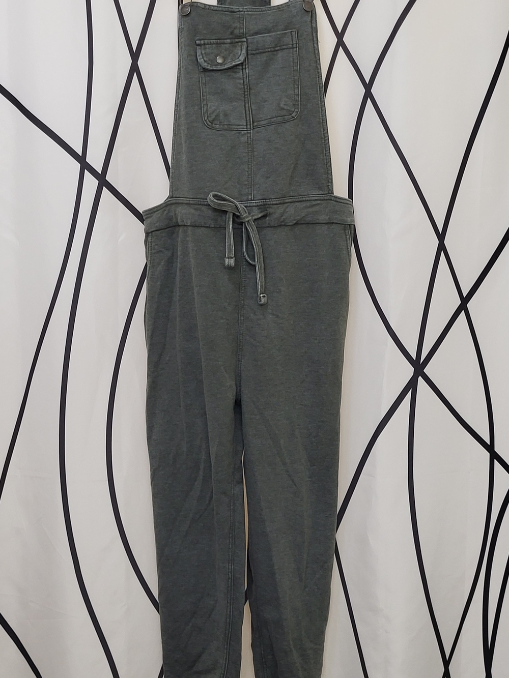 Wallflower Women's French Terry Jogger Overalls Jumpsuit Olive Green Size Small